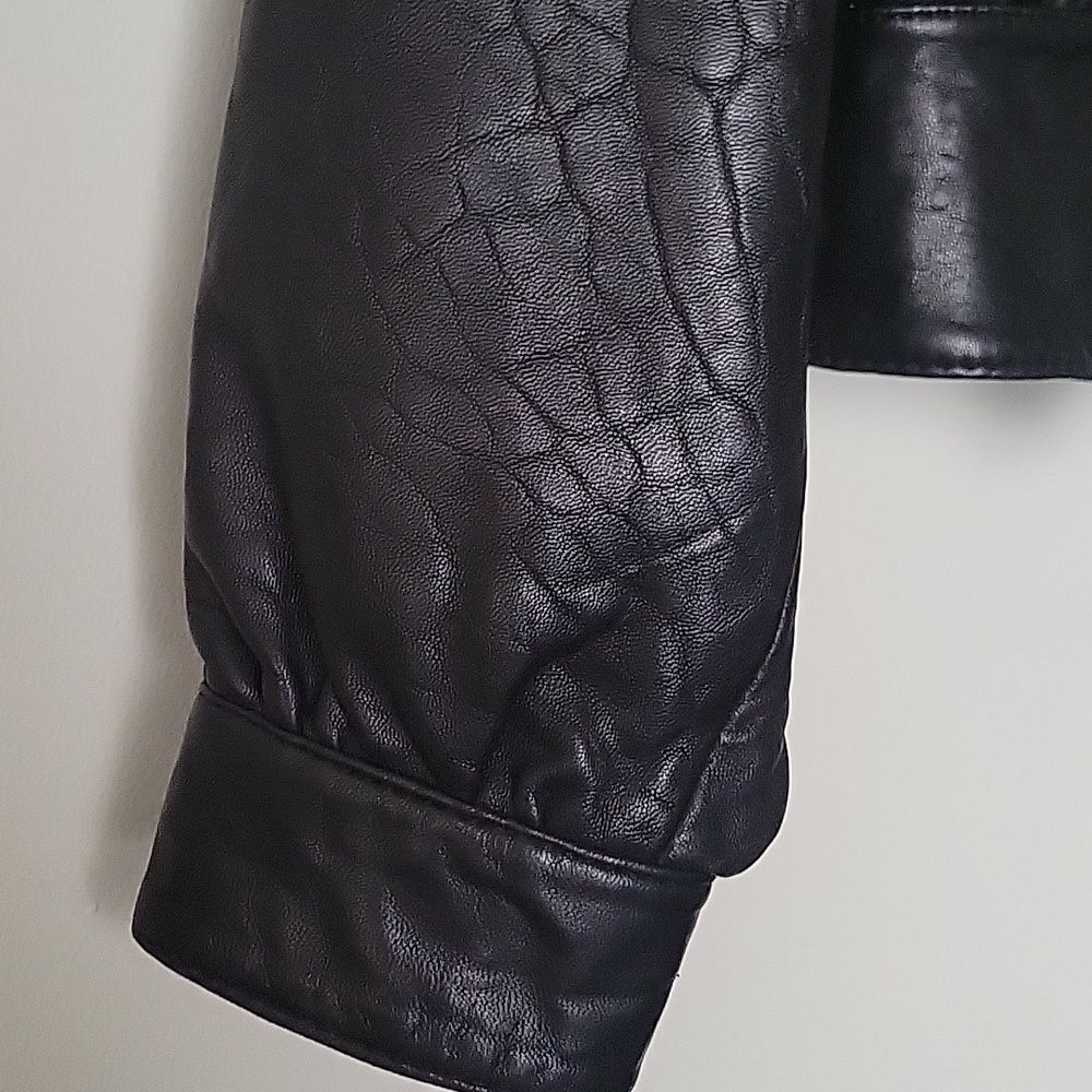 VTG Luis Alvear Womens P XS 80s  Leather Black Bomber Moto Biker Jacket Coat New - Picture 6 of 15